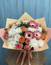 Букет цветов из:  Розы, Герберы и Хризантемы #REPLACE_PRED# Подлесном