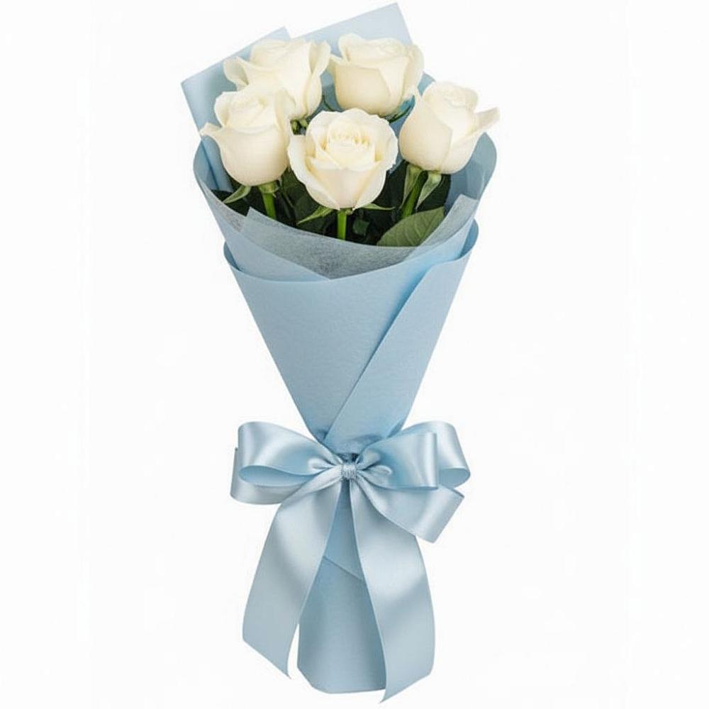 Букет 5 Белых роз Проуд в Подлесном