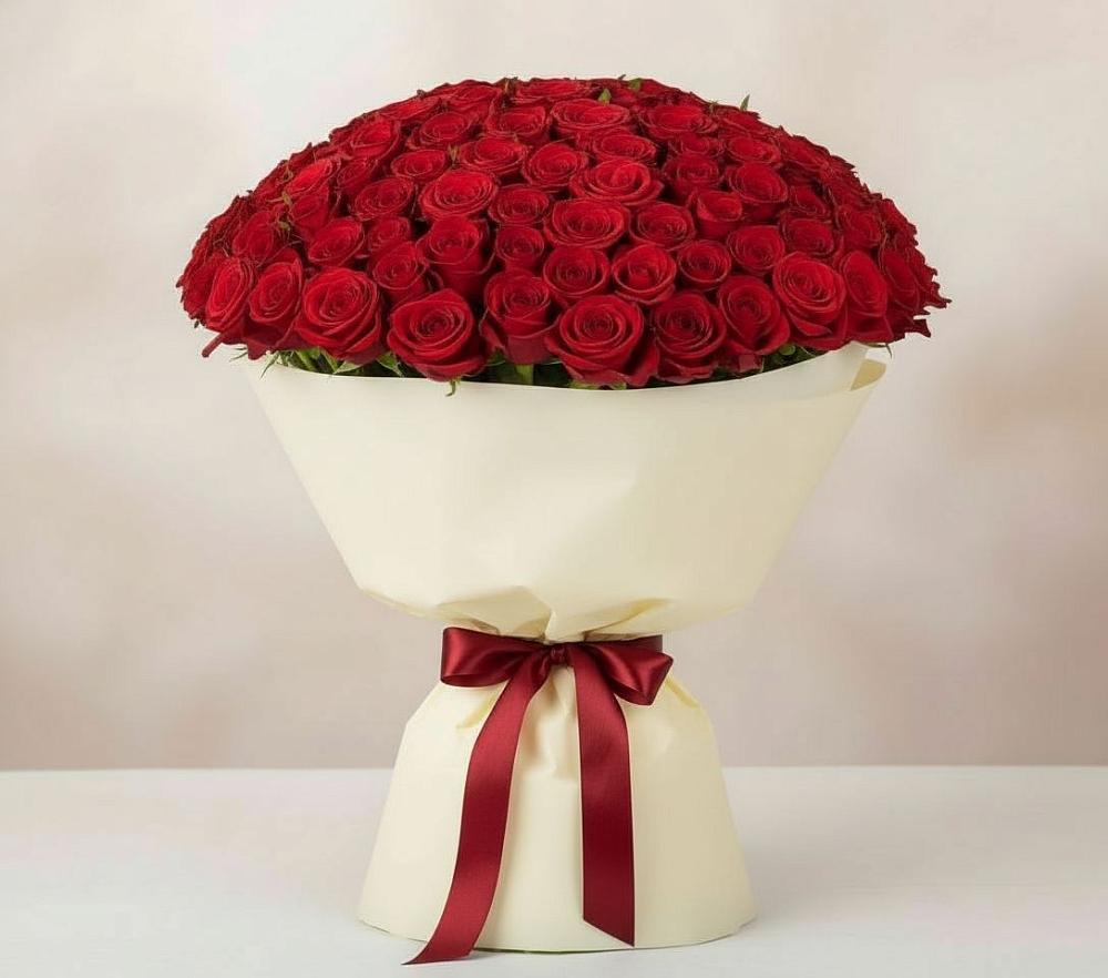 Букет 101 Красная роза Милано в Подлесном