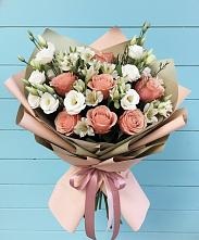 Букет цветов из:  Розы, Альстромерии и Лизиантусы #REPLACE_PRED# Подлесном
