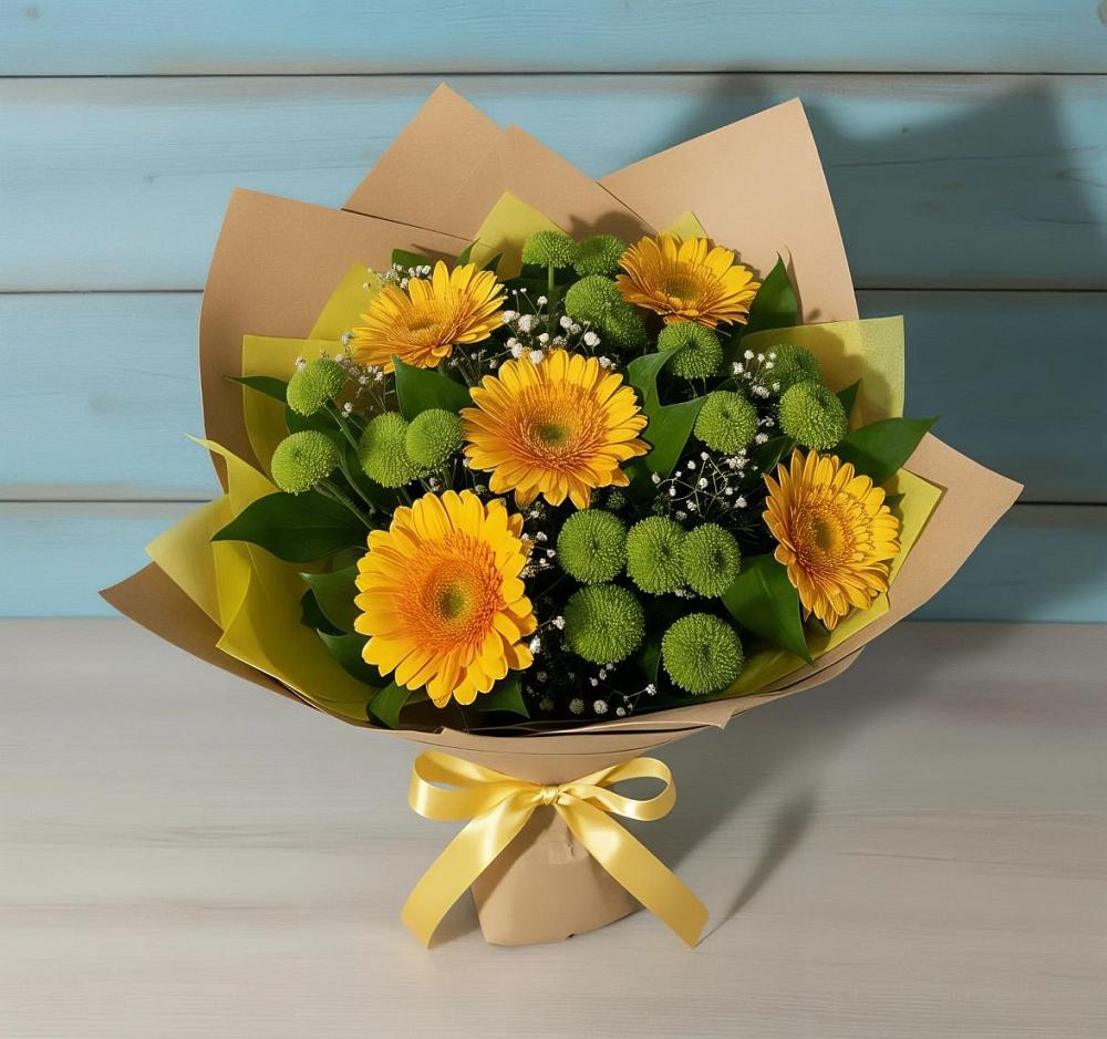 Букет цветов из: Герберы и Хризантемы в Подлесном