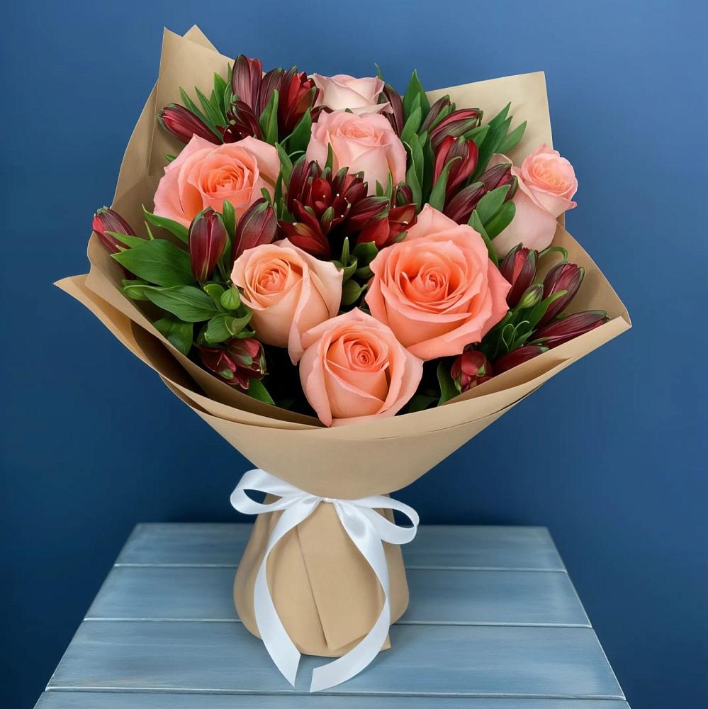 Букет цветов из: Розы и Альстромерии в Подлесном