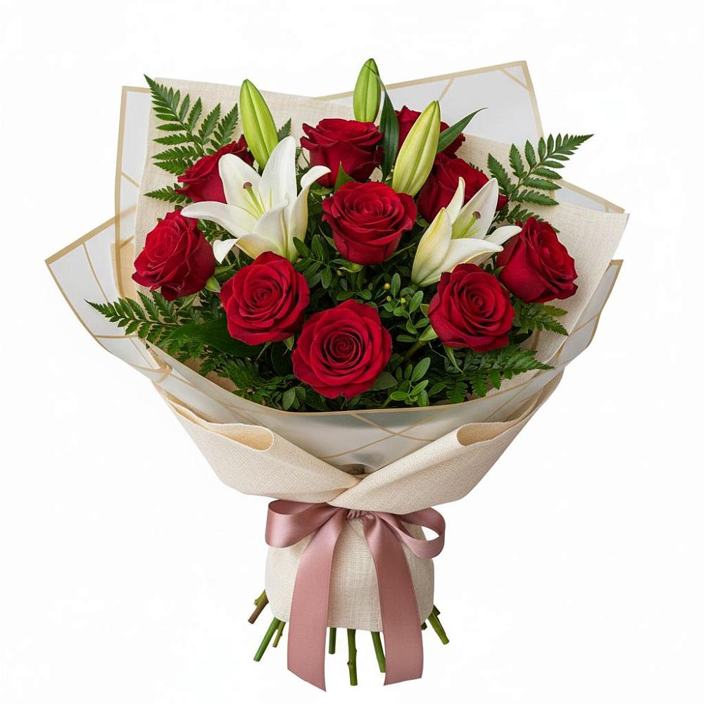 Букет цветов из: Лилии и Розы в Подлесном