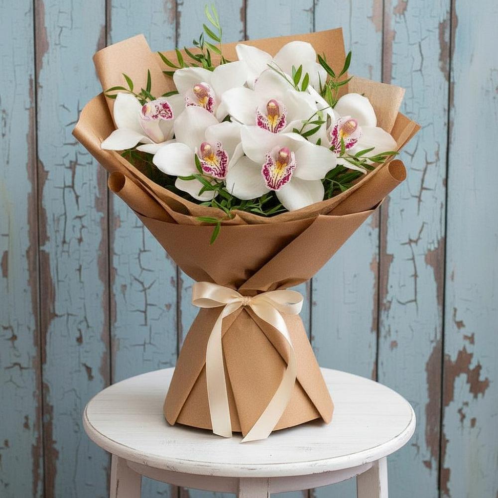 Букет цветов из: Орхидеи и Розы в Подлесном