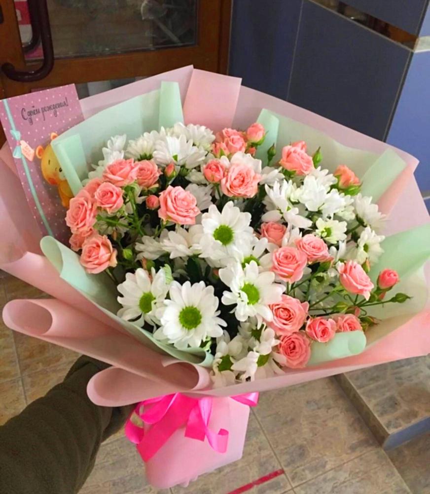 Букет цветов из: Розы и Хризантемы в Подлесном