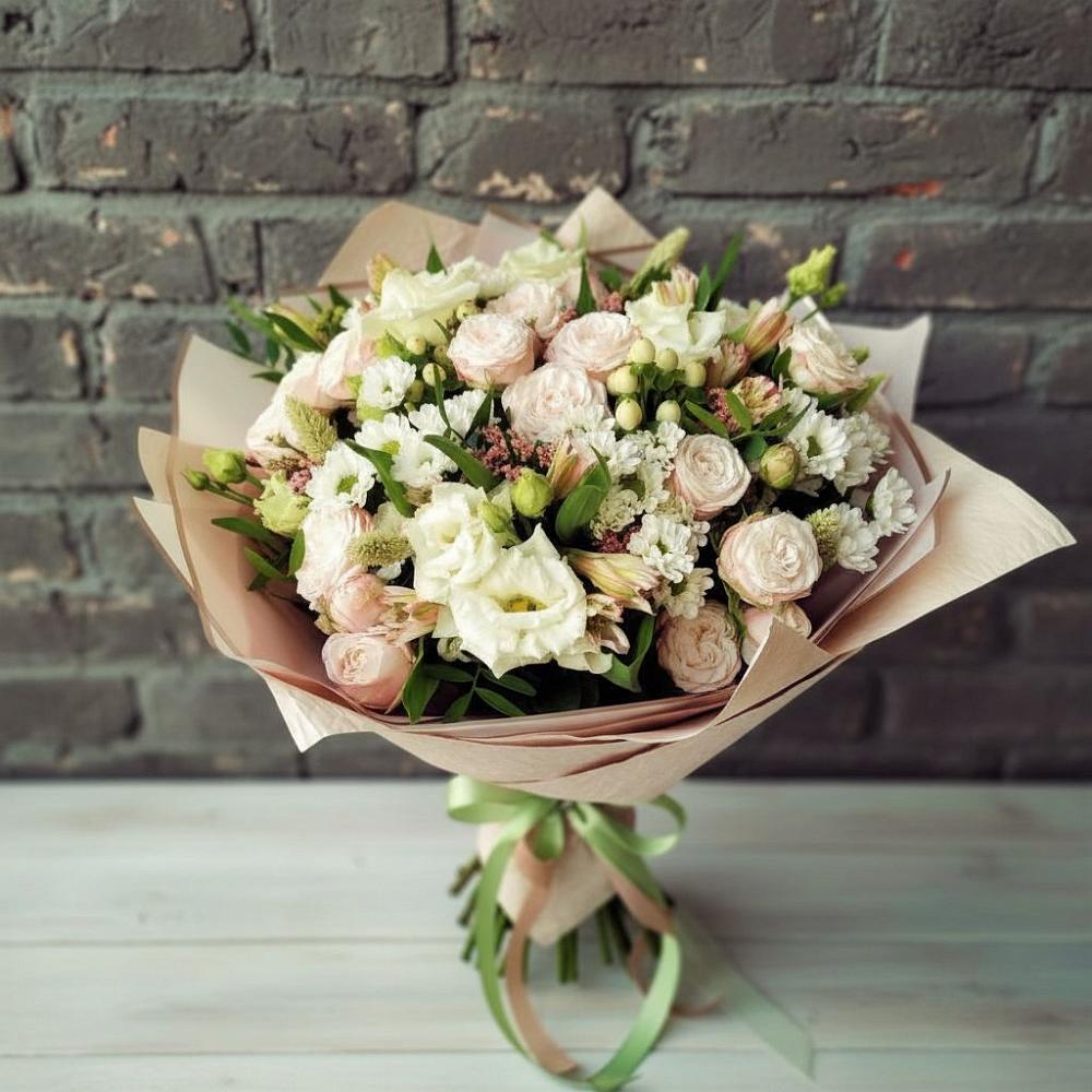 Букет цветов из: Альстромерии, Розы и Хризантемы в Подлесном