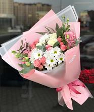 Букет цветов из:  Розы, Лизиантусы и Хризантемы в Подлесном