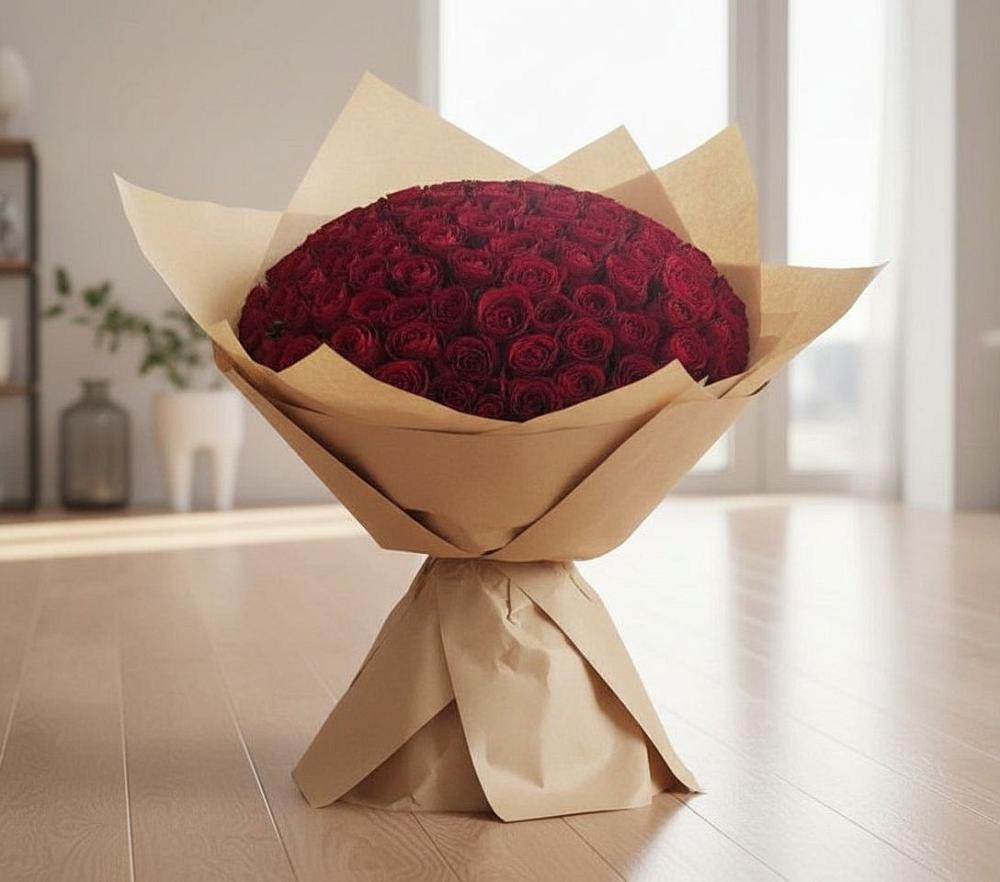 Букет 101 Красная роза в Подлесном