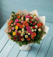 Букет Микс из разноцветных кустовых роз #REPLACE_PRED# Подлесном
