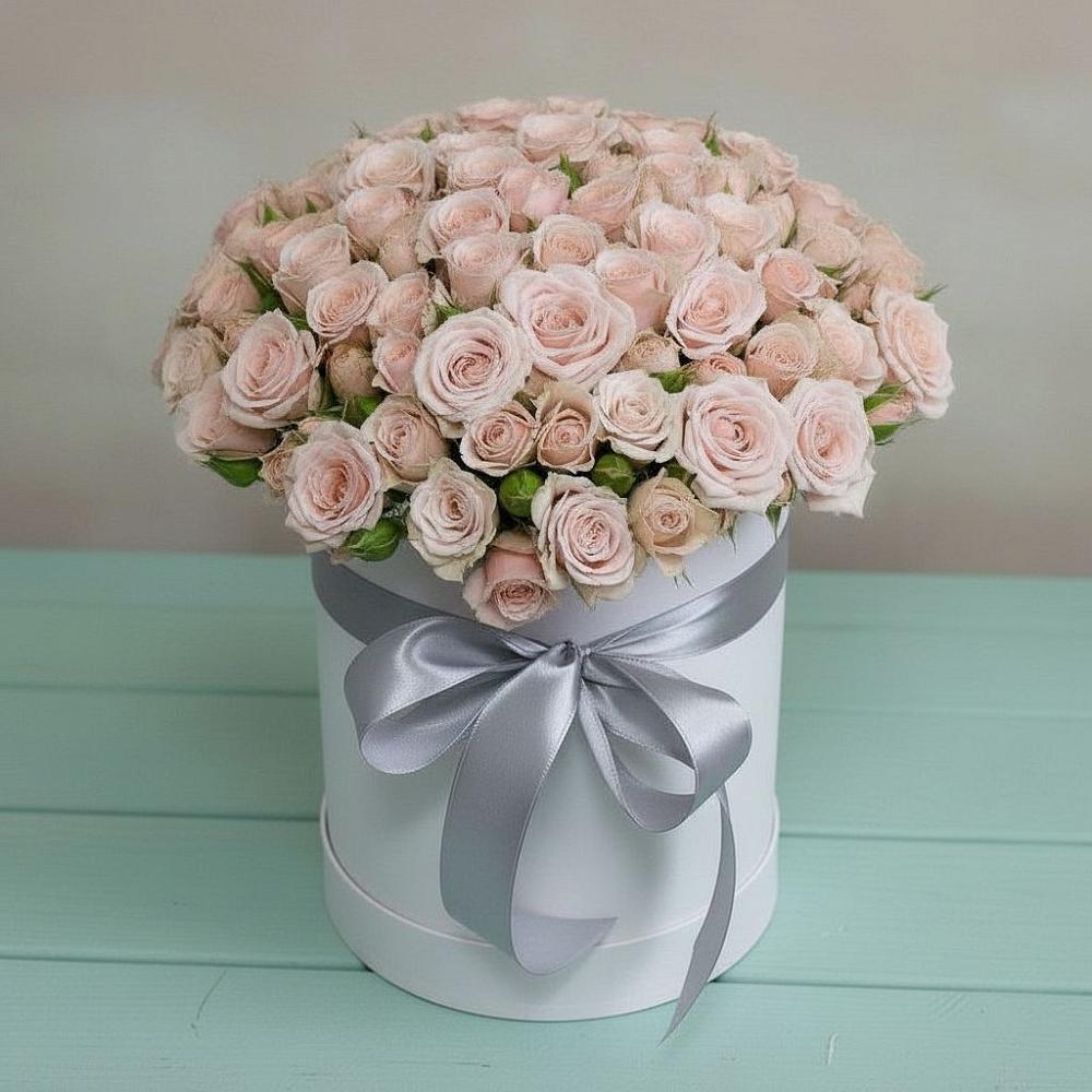 Цветочная композиция из Розы в шляпной коробке в Подлесном